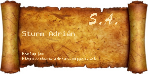 Sturm Adrián névjegykártya